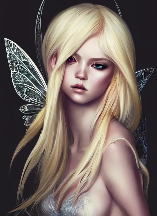 Prompt: blonde fairy venizian era, dark fantasy, extremely detailed, sharp focus, portrait, smooth, digital illustration, by rossdraws, frank franzzeta, sakimichan