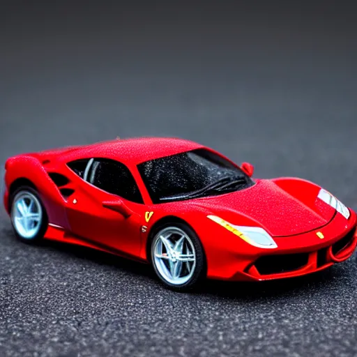 Image similar to micro machines, Ferrari 488, bokeh, macro photography