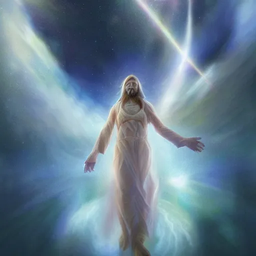 Prompt: the hyper - realistic portrait of god of dreams in a dreamy atmosphere, halo of light