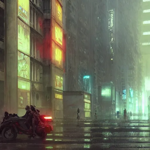 Prompt: a beautiful picture of a cyberpunk city under rain by william - adolphe bouguereau and greg rutkowski trending on artstation