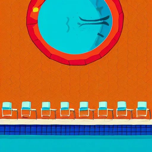 Prompt: illustration the swimming pool by malika favre