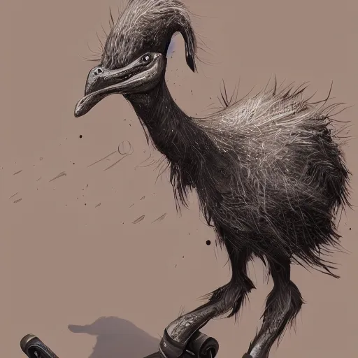 Prompt: Skater ostrich, digital painting, highly detailed, fantasy, artstation, concept art, smooth, sharp focus, illustration