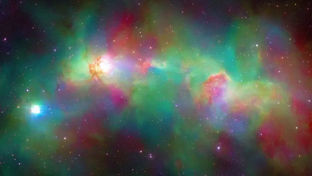 Image similar to ((((Hulk outline)))) made in the form of a (((nasa nebula photo))), James Webb telescope photo, photo