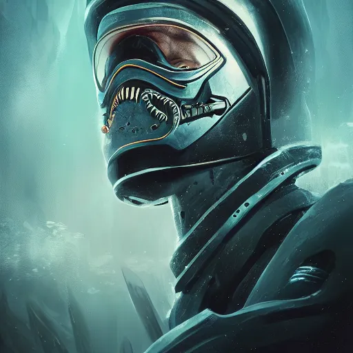 Image similar to a detailed portrait of a bounty hunter called narcosis, fantasy art illustration, incredibly highly detailed and realistic, 8 k, sharp focus