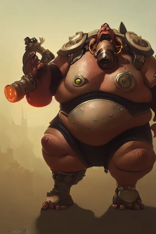 Image similar to roadhog from overwatch, highly detailed, digital painting, artstation, concept art, sharp focus, illustration, art by greg rutkowski and alphonse mucha