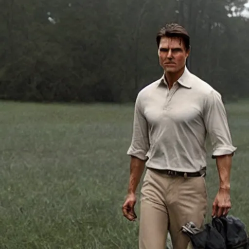 Image similar to Movie still of Tom Cruise as Forest Gump