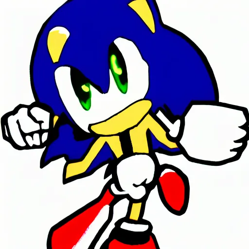 Image similar to red white ms paint doodle of bad amateur anime sonic drawing, made in ms paint,