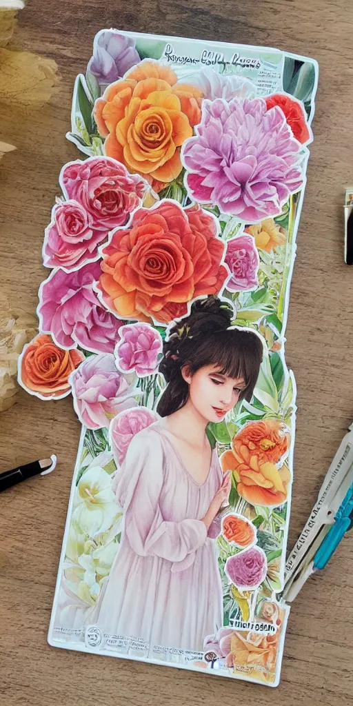 Image similar to beautiful flower, by tran nguyen, warm colors, cozy, sticker, planner stickers