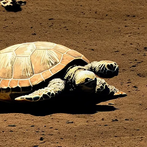 Prompt: gigantic turtle roaming the earth