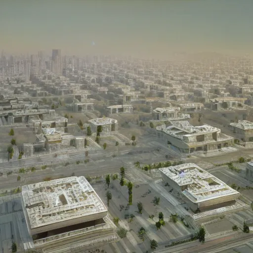 Prompt: several white office buildings of future chinese xi'an culture, in chinese cities, by hiroshi sugimoto and paul lehr and john schoenherr and john harris