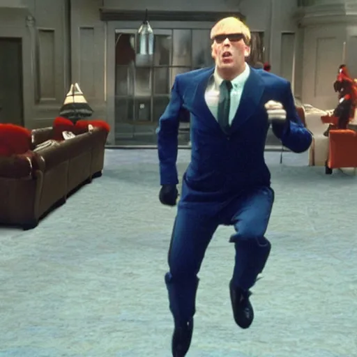 Image similar to Live Action Still of Jerma985 in Austin Powers, real life, hyperrealistic, ultra realistic, realistic, highly detailed, epic, HD quality, 8k resolution, body and headshot, film still