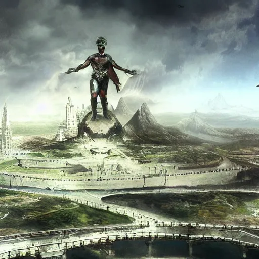 Image similar to hyperealistic depiction of human enslavement realistic rendering matte painting ai domination