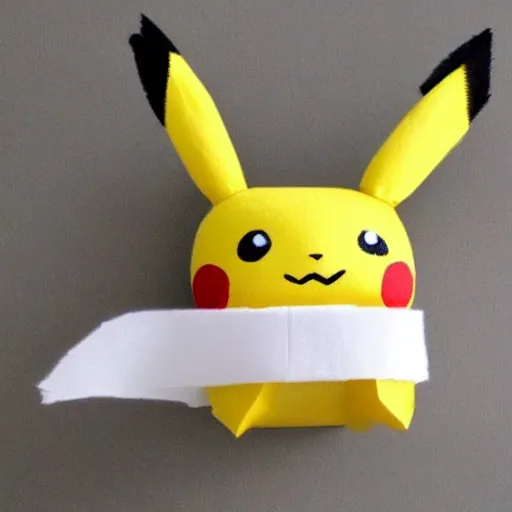 Image similar to Pikachu made out of toilet paper