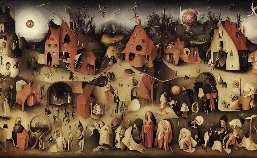 Image similar to my slate theory origin of nonconformity as a surrealistic painting, in the style of hieronymus bosch, digital art, detailed masterpiece