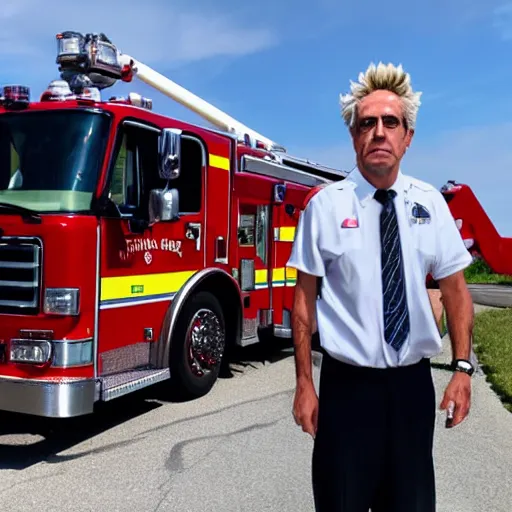 Image similar to Rick Sanchez driving a fire engine