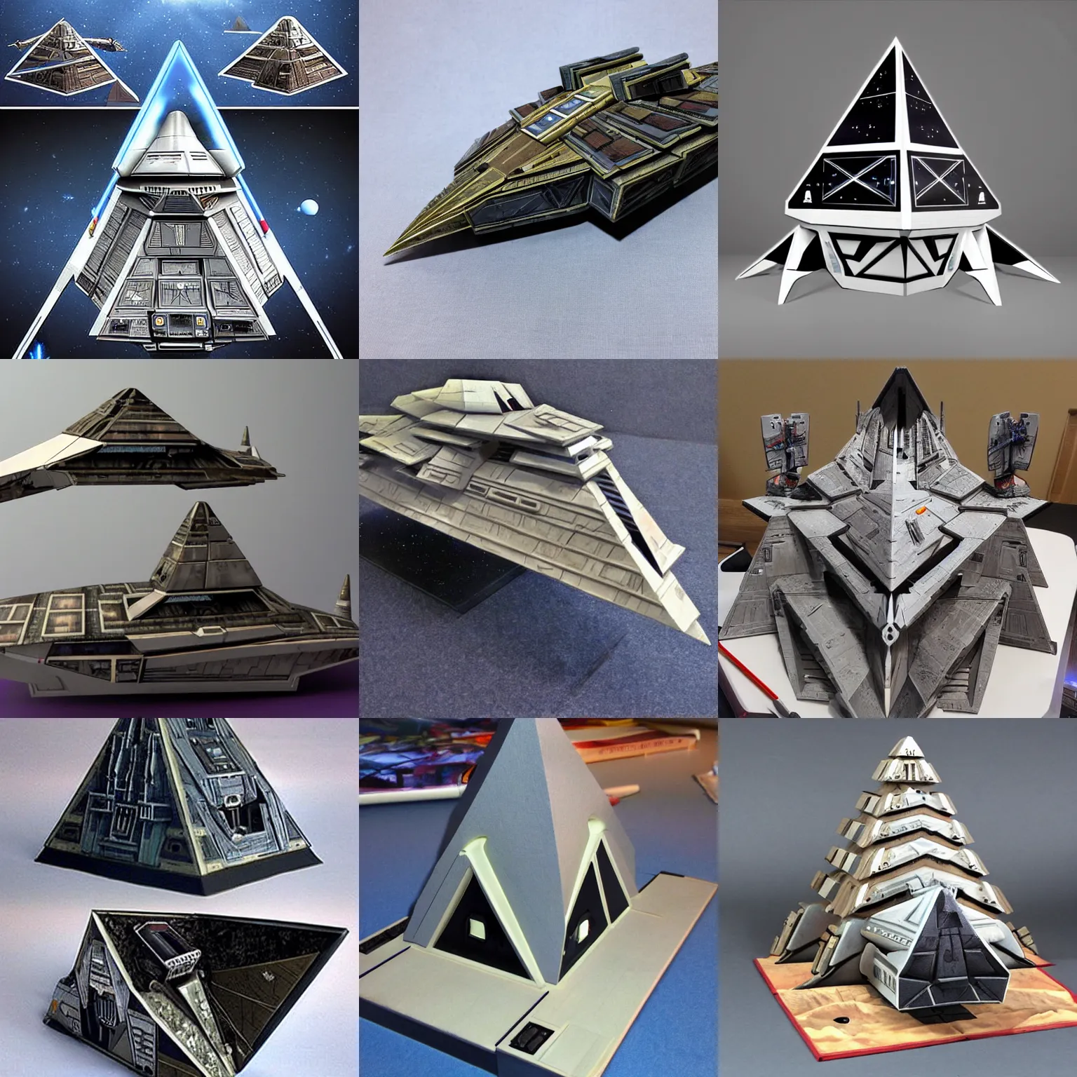 Prompt: a pyramidspaceship combined with a star wars superstardestroyer