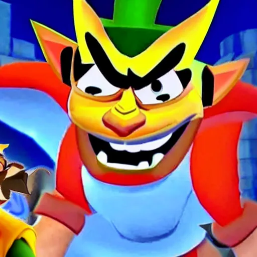 Prompt: jordan peterson as neo cortex, warp room cut - scene, style of crash bandicoot 2 ps 1