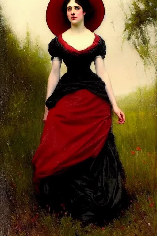 Prompt: ( ( ( ( ( ( ( ( ( ( ( victorian genre painting beautiful young classic vampire with black and red dress ) ) ) ) ) ) ) ) ) ) ) painted by solomon joseph solomon and richard schmid and jeremy lipking!!!!!!!!!!!!!!!!!!!!!!!!!!!!