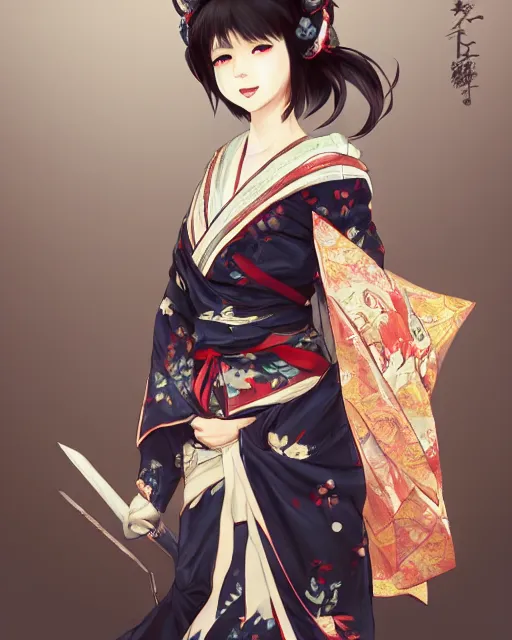 Image similar to A full-body anime portrait of Ssunbiki as a beautiful woman wearing a kimono from Skyrim, by Stanley Artgerm Lau, WLOP, Rossdraws, James Jean, Andrei Riabovitchevy, Marc Simonetti, and Sakimichan, trending on artstation