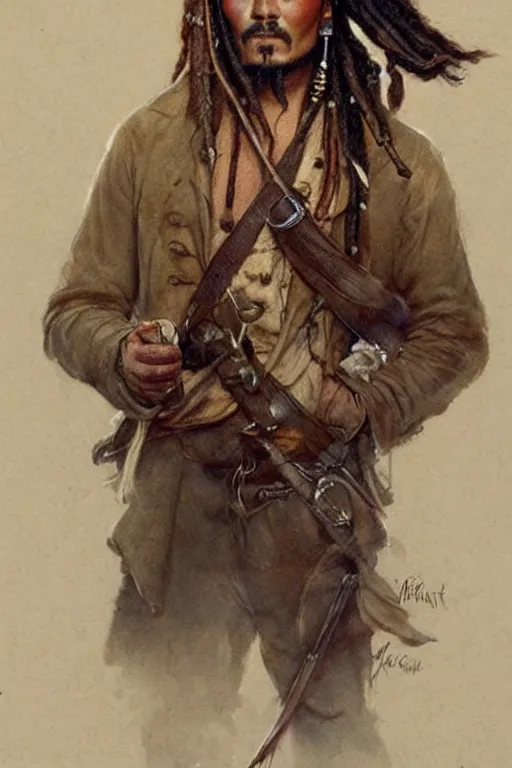 Image similar to ( ( ( ( ( 1 9 5 0 s chili jack sparrow. muted colors. ) ) ) ) ) by jean - baptiste monge!!!!!!!!!!!!!!!!!!!!!!!!!!!