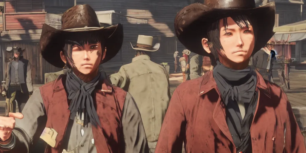 Image similar to cowboy bepop anime science fiction in red dead redemption 2