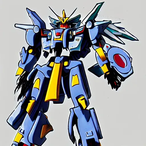 Prompt: A McDonalds Gundam, dynamic pose, greebles, anime style, ultrarealistic