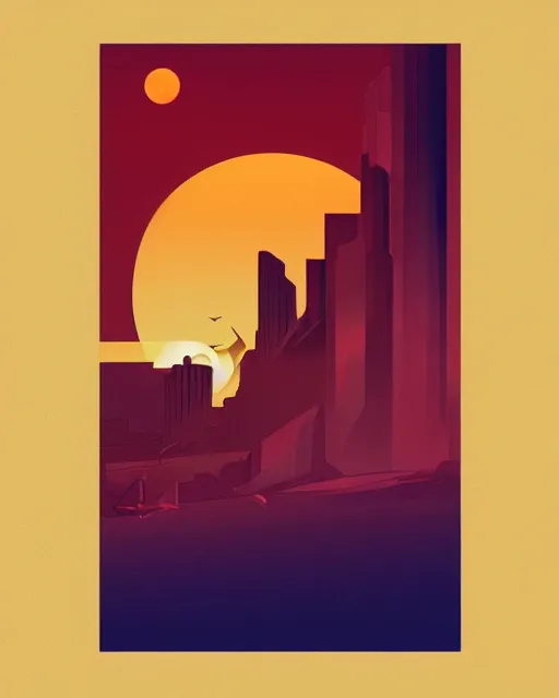 Image similar to art deco illustration of the most epic sunset, artstation, deviantart, pinterest, 5 0 0 px models