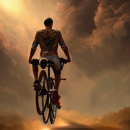 Prompt: giga chad angel riding a bike, unreal engine, digital, artstation, detailed intricate illustration, heavenly atmosphere, digital art, overdetailed art, concept art, complementing colors, trending on artstation, cgstudio, the most beautiful image ever created, dramatic, subtle, details, award winning artwork, beautiful scenery