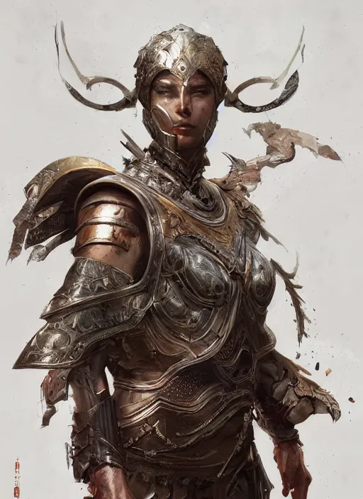 Prompt: portrait of a warrior, intricate, highly detailed, digital painting, artstation, concept art, sharp focus, art by huifeng huang and greg rutkowski and android jones