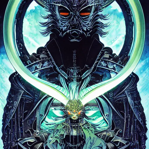 Image similar to portrait of dark wizard, symmetrical, by yoichi hatakenaka, masamune shirow, josan gonzales and dan mumford, ayami kojima, takato yamamoto, barclay shaw, karol bak, yukito kishiro