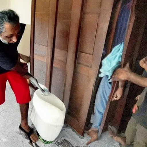 Prompt: pinarayi vijayan cleaning his room