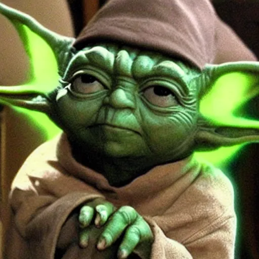 Image similar to yoda sitting on toilet