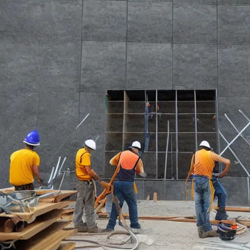 Image similar to construction workers working on a square portal