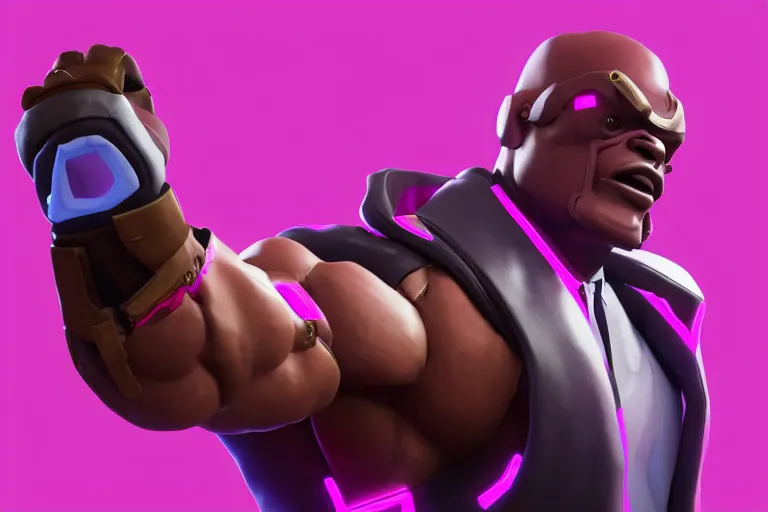 Image similar to doomfist, pink blazer, overwatch game, digital art, high detailed, unreal engine, artstation, 3 d render