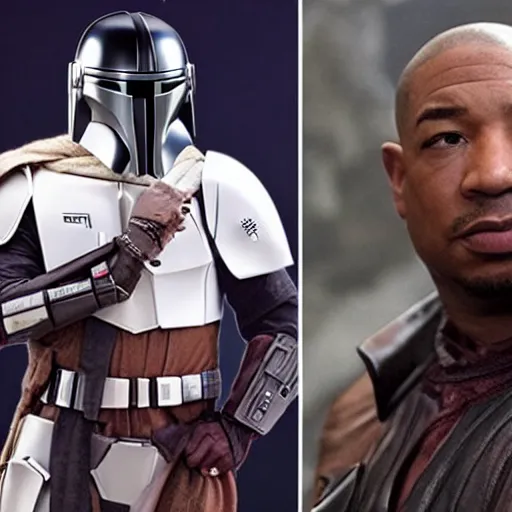 Image similar to Ja-rule appears as Moff Gideon in the Mandalorian, still, high quality