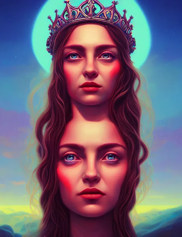 Image similar to blurred background. close-up portrait of a goddess in crown, by Alex Gross, Anato Finnstark and Alena Aenami. unreal engine
