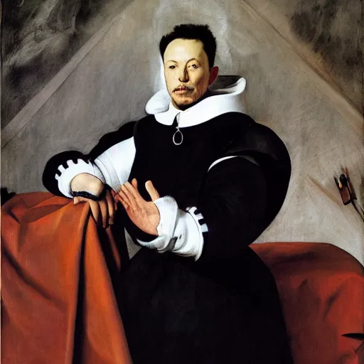 Prompt: elon musk painting of by diego velazquez
