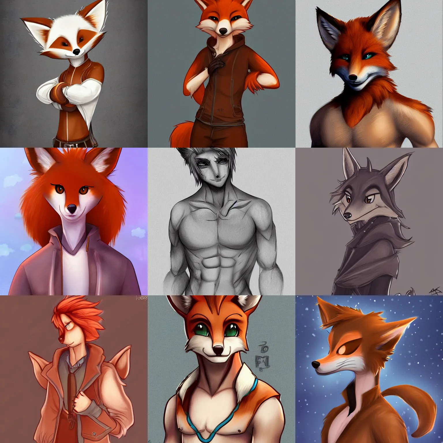 Prompt: very beautiful digital fantasy art of a cute cartoon male anthro anthro anthro fox character with styled hair, highly detailed, trending on FurAffinity