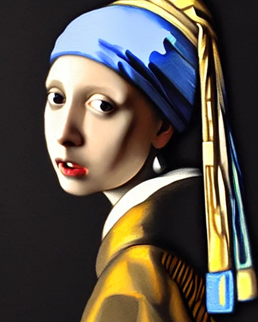 Prompt: digital realist painting of a beautiful modern girl as a girl with a pearl earring