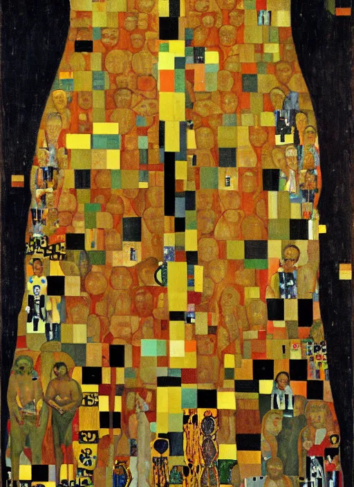 Prompt: bill gates, patron saint of health, gustave klimt,