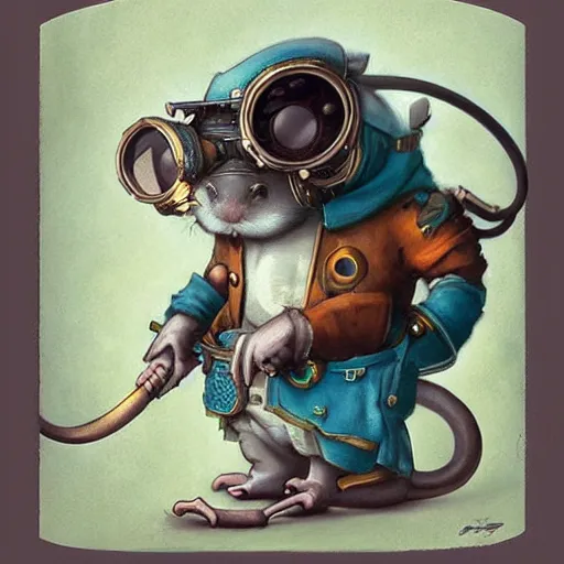 Prompt: a rat with steampunk googles, by Peter Mohrbacher