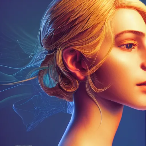 Image similar to a portrait of an incredibly beautiful, colorful, graceful, elegant, and sophisticated young blonde girl made of garlic, an ultrafine detailed illustration by james jean, intricate linework, bright colors, final fantasy, behance contest winner, vanitas, angular, altermodern, unreal engine 5 highly rendered, global illumination, radiant light, detailed and intricate environment