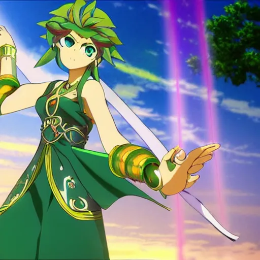 Prompt: Anime Key Visual of Palutena from Kid Icarus Uprising, official media