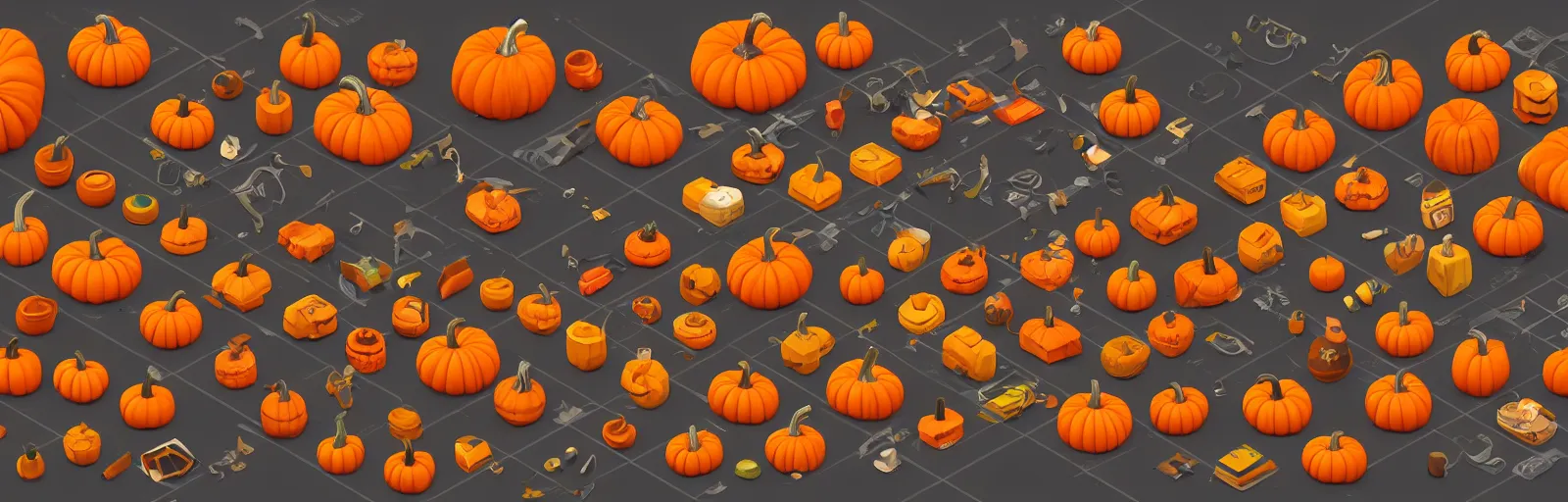 Prompt: prop pumpkin items isometric game pack trending on artstation