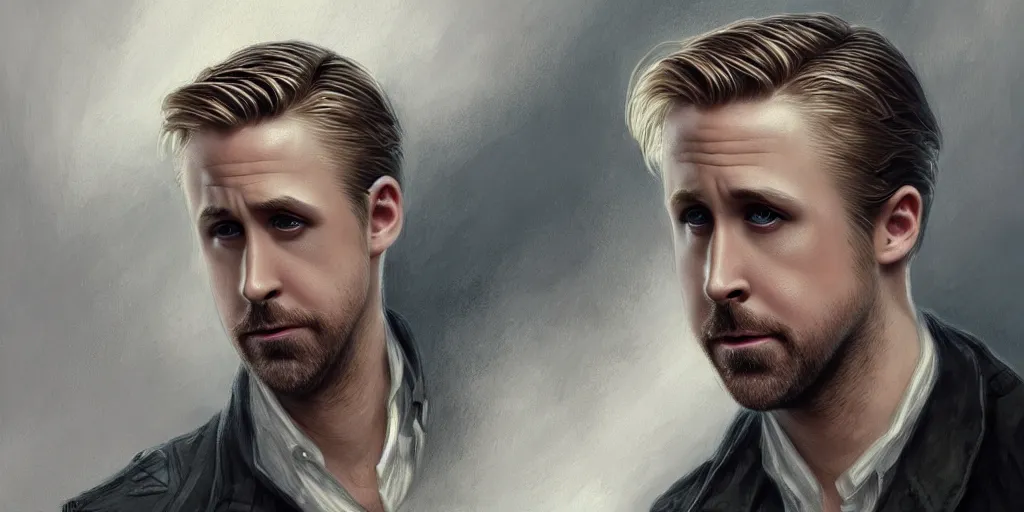 Prompt: ryan gosling's head concept art, white background, full body, d & d, fantasy, intricate, elegant, highly detailed, digital painting, artstation, concept art, matte, sharp focus, illustration, art by artgerm and greg rutkowski and alphonse mucha