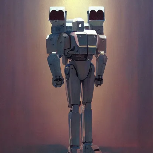 Image similar to Portrait of a white mecha, very coherent, painted by Edward Hopper, Wayne Barlowe, painted by James Gilleard, airbrush, art by JamesJean