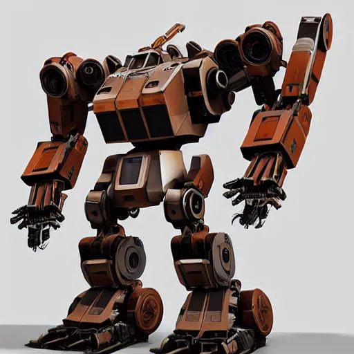 Prompt: hy - gogg mecha with extendable multi segmented arms, orangutan mecha with long arms and sci - fi weaponry, realistic, cannon eos, behance hd