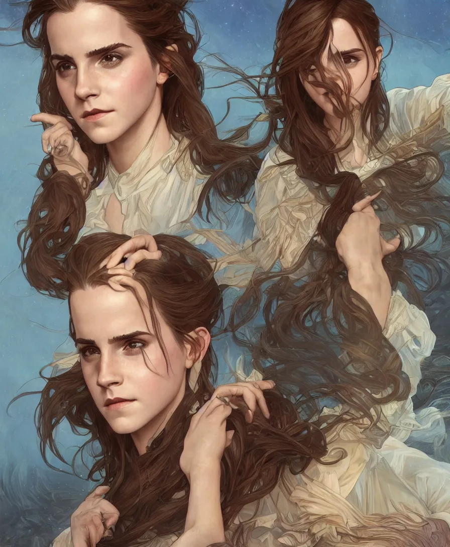 Image similar to Emma Watson tuning into a mare, Animorphs cover, intricate, elegant, highly detailed, digital painting, artstation, concept art, smooth, sharp focus, illustration, art by artgerm and greg rutkowski and alphonse mucha and maya takamura and Hitomi Isono