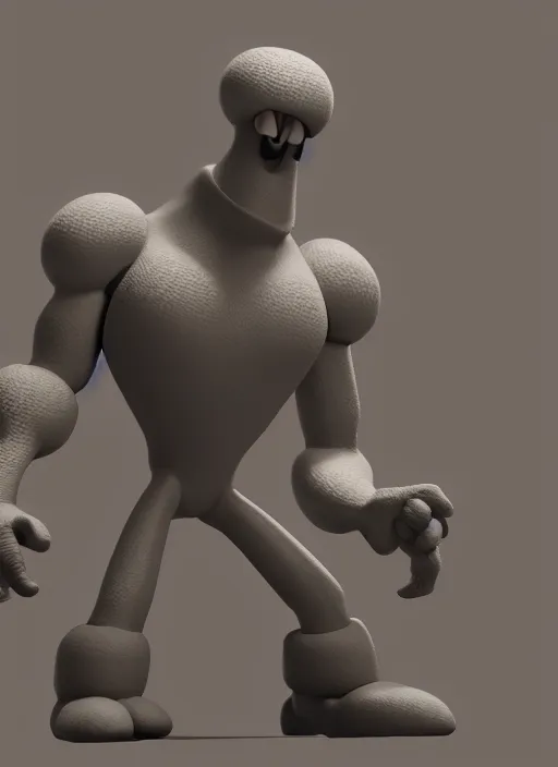 Image similar to a 3d render of Claymen from the Neverhood videogame. Unreal engine. Octane render. 8k. 24mm lens. Studio lighting.