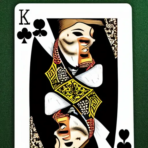 Prompt: max branning as the king on the king of spades playing card, beautiful detail and color
